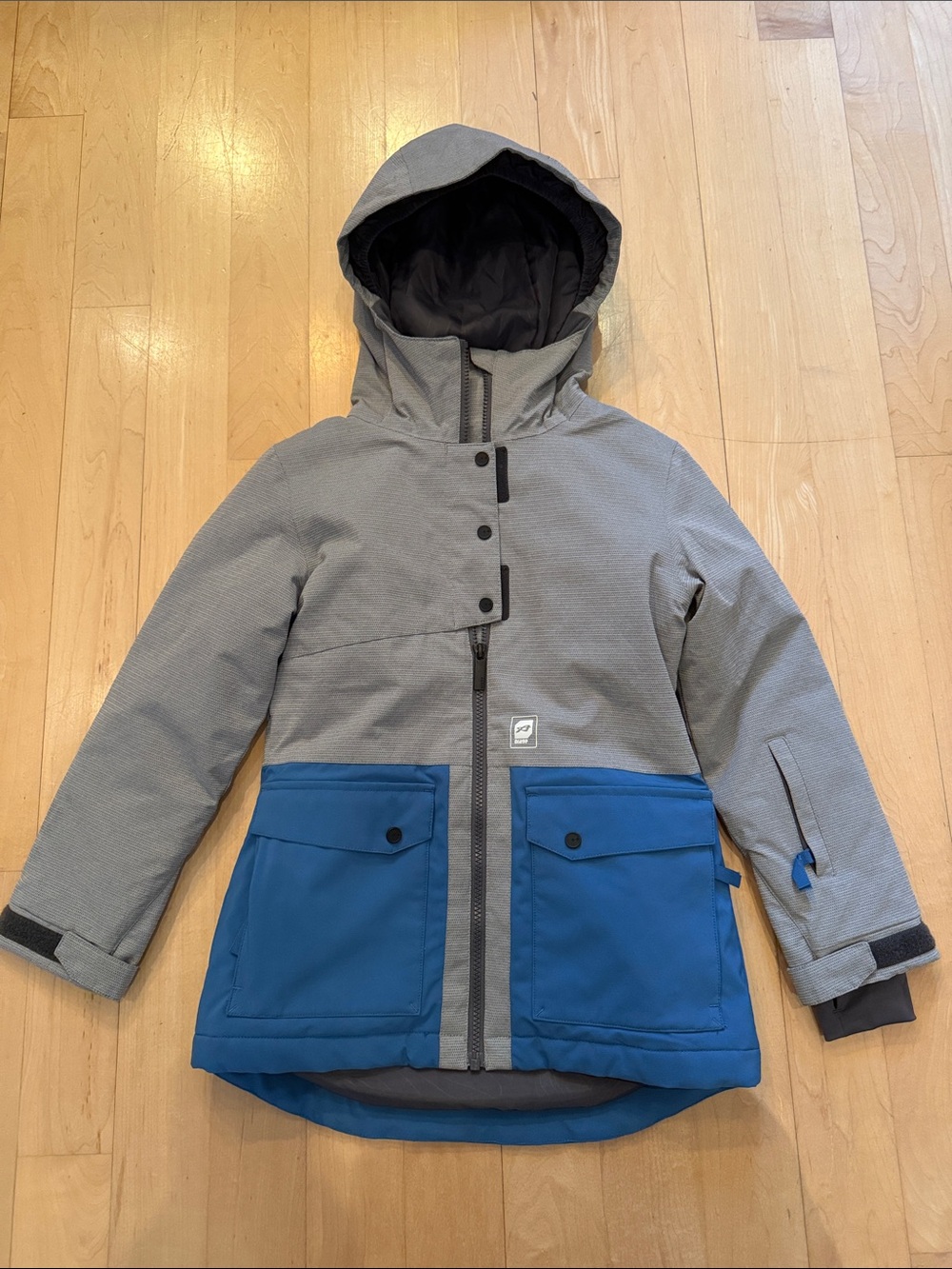 Orange Kids Hooded Ski Jacket - 8 - Gray & Blue
